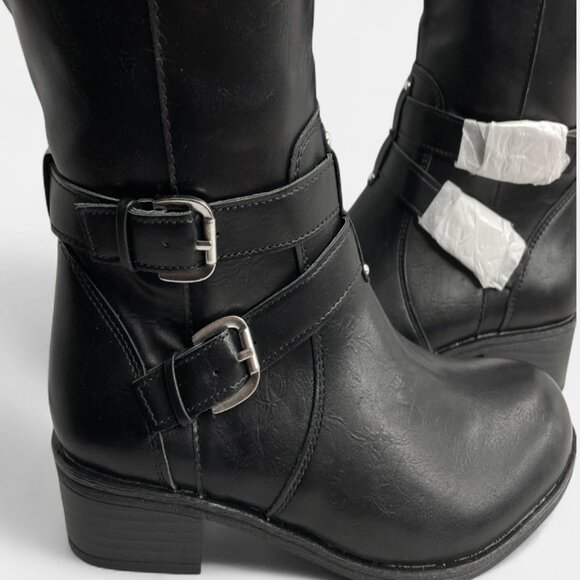 Arizona Riding Boots Brown Black Faux Leather Tall Memory Foam Lined Women's 6 - Picture 4 of 11